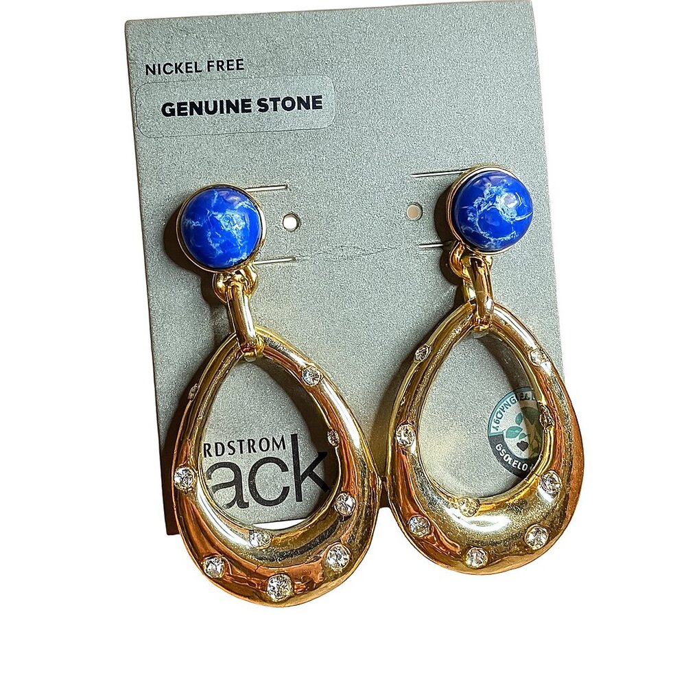 Nordstrom Rack Gold Tone Jeweled Dangle Earrings‎ - Picture 2 of 5